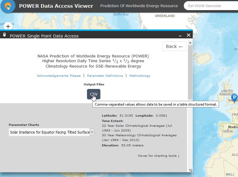 Worlwide irradiance free data on excel - solar radiation